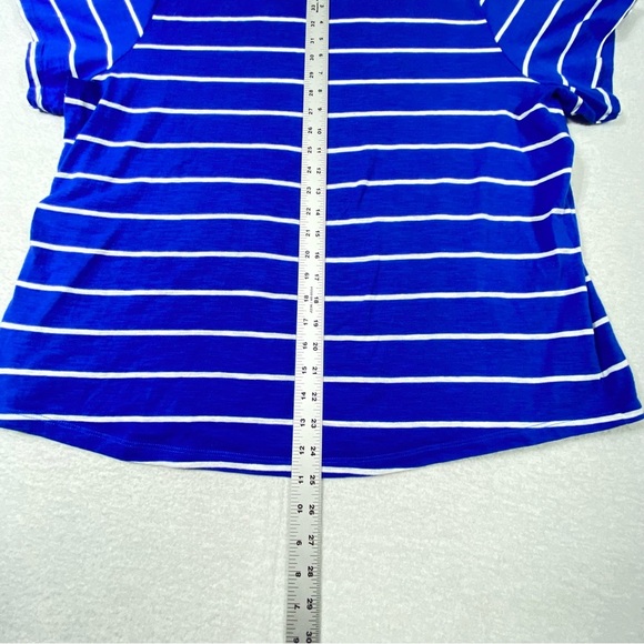 Sonoma Everyday Tee Women's 1X Blue White Striped Short Sleeve V Neck Casual Top - Picture 9 of 9